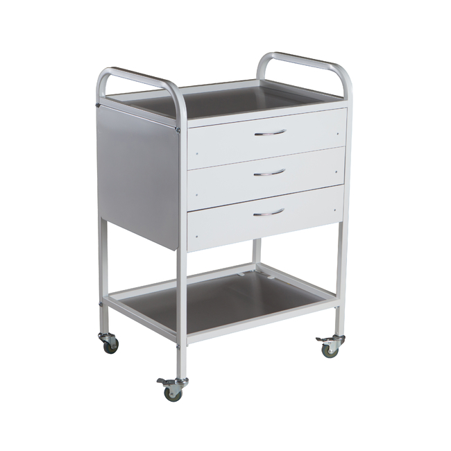 СМИ-02-03 - передвижной инструментальный столик, пластиковые колеса, 3 выдвижных ящика | ВЗМО (Россия)