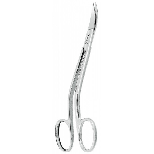 Ножницы для десны изогнутые по плоскости в области лезвия и в области ручки, 12,5 см.