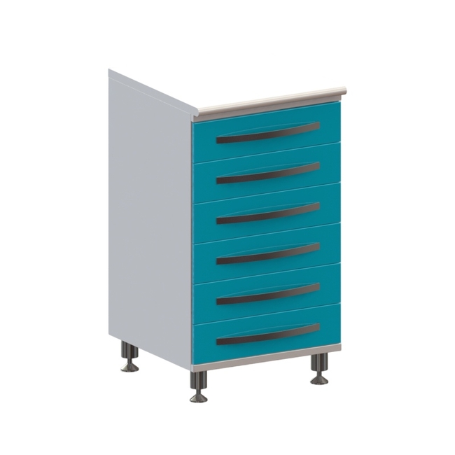 Т6 - тумба напольная на хромированных ножках серия Люкс, 6 выдвижных ящиков | Виталия (Россия)