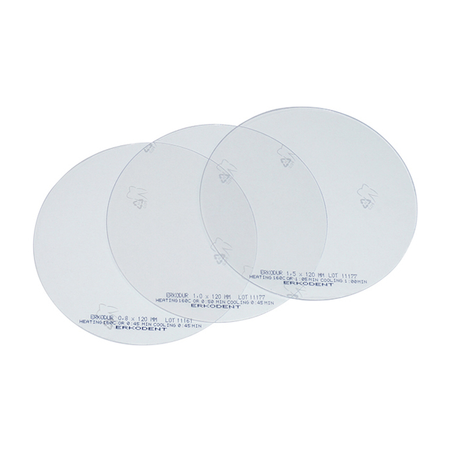 Erkodur-al - термоформовочные пластины, прозрачные, круглые, диаметр 125 мм, толщина 0,8 мм, 100 шт. | Erkodent (Германия)